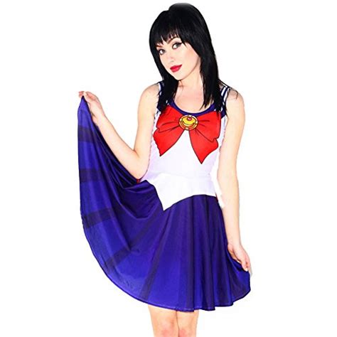 Aoibox Womens Cosplay Sailor Moon Uniform Skater Dress Skirt Sailor Moon One Size Sailor Moon