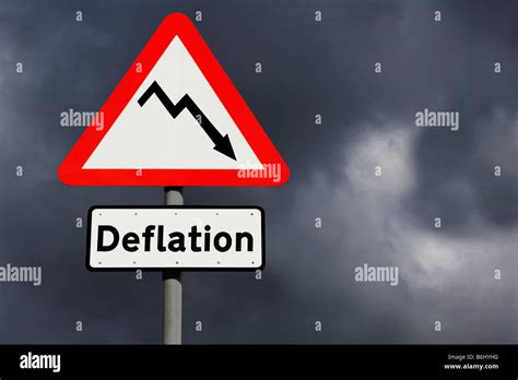 Road Sign Warning Of Deflation Stock Photo Alamy