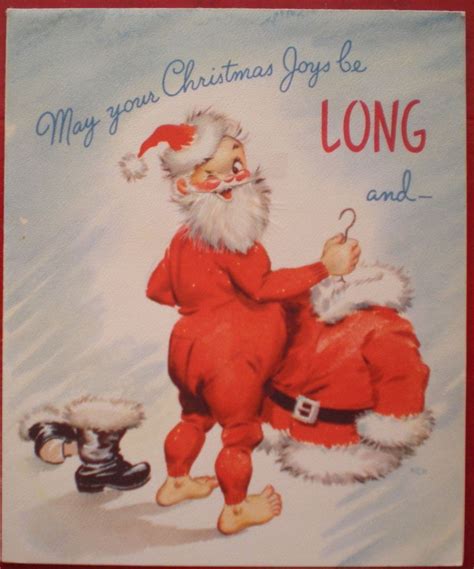 Vintage 1948 Rust Craft Christmas Card Unused Comic Santa Claus Long