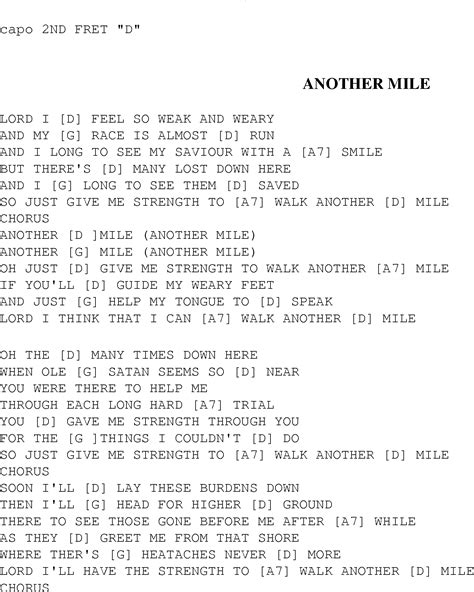 Another Mile Christian Gospel Song Lyrics And Chords