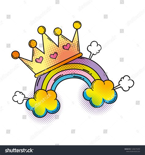 Rainbow Crown Pop Art Style Stock Vector Royalty Free 1248275209