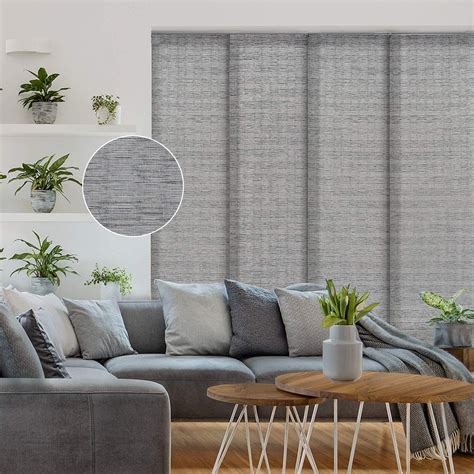 Godear Gray Pleated Natural Woven Patio Door Panel Blind Vertical Blind