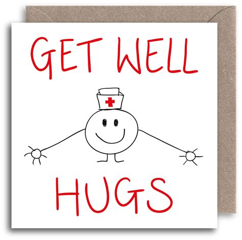 Buy Funny Get Well Soon Card Humour Greeting Card Hugs Illustration