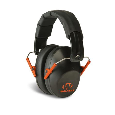 Walkers Game Ear Pro Low Profile Folding Muff In Black And Orange Gwp Fpm1 Bko The Home Depot