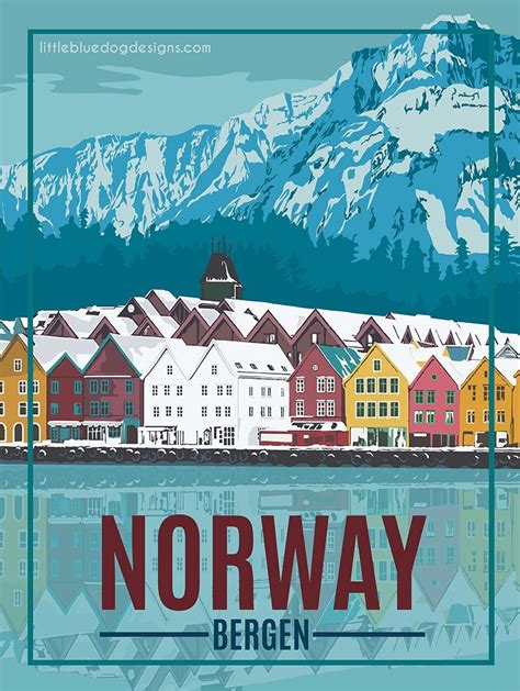 Norway Bergen Vintage Travel Poster Etsy Travel Posters Vintage