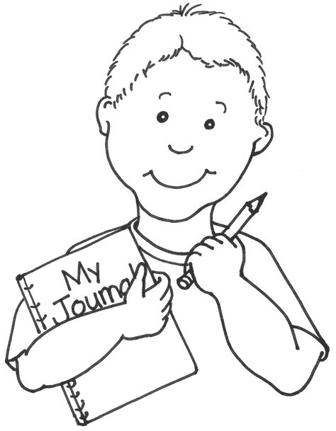 Child Writing Clip Art Black And White