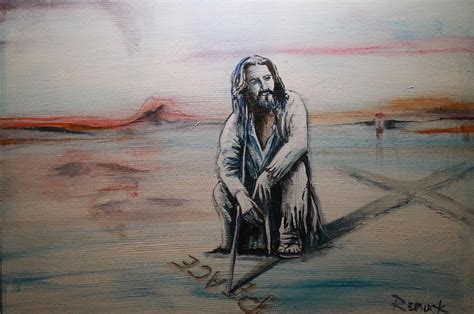 Jesus Writing In The Sand Painting By Steve Rebuck Pixels