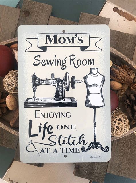 personalized moms sewing room sign 8x12 metal craft sign etsy