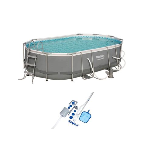 Steel 16 Ft X 10 Ft Metal Above Ground Pool Set And Maintenance Kit