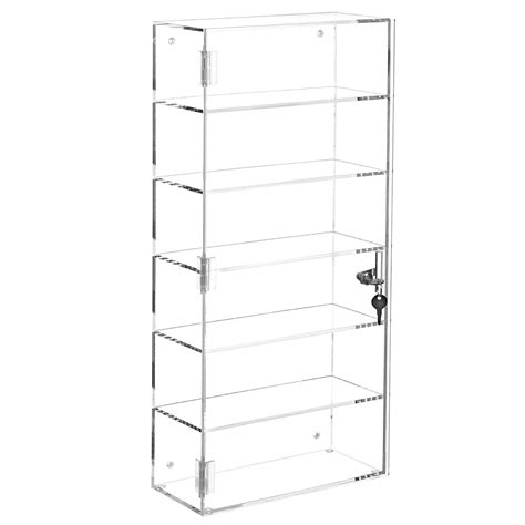 Acrylic Locking 5 Shelf Front Opening Wall Mount Display Case Display