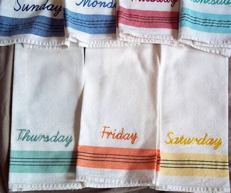 Set Of 7 Days Of The Week Cotton Dish Towels A Clean Kitchen Towel