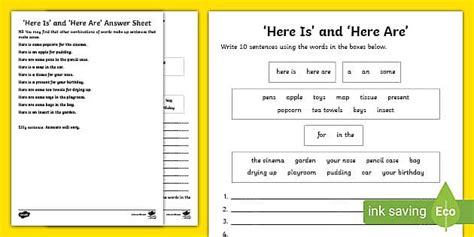Here Is And Here Are Worksheet Teacher Made Twinkl