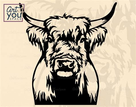 Highland Cow Svg Png Dxf Download Farm Clipart Scottish Heifer Vec