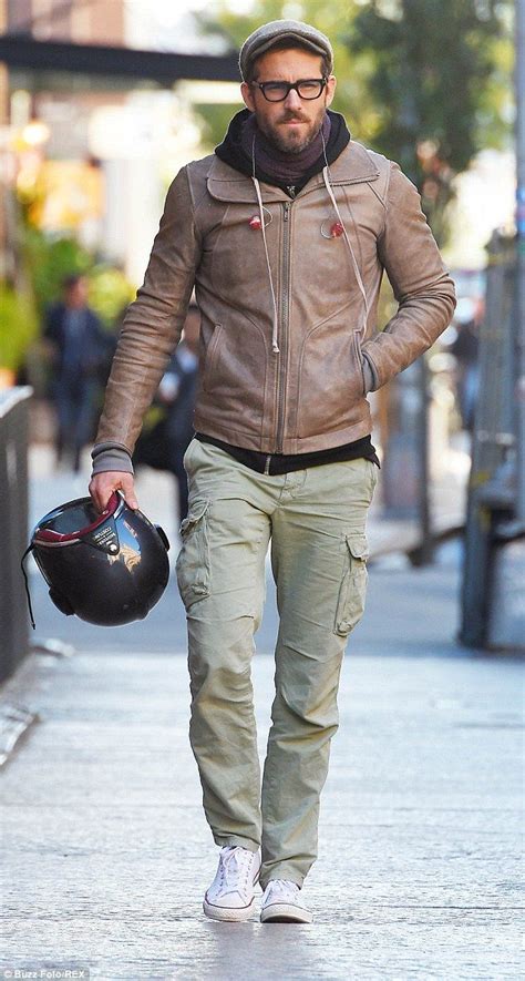 Ryan Reynolds Looks Stylish In Leather Jacket And Cargo Pants Mens