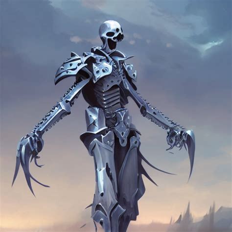 Krea Skeleton Paladin Scythe Plate Armor Concept Art Makoto