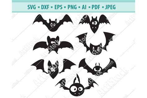 Bat Svg Halloween Svgcute Bats Silhouette Dxf Png Eps 418491