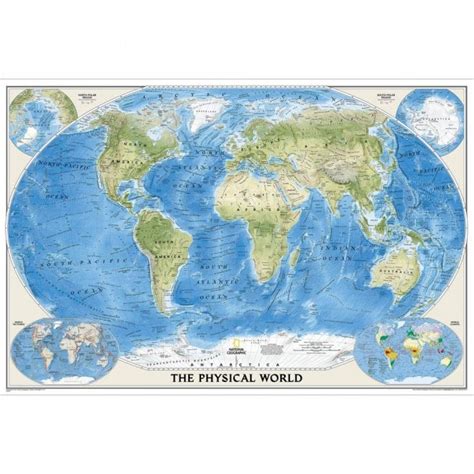 Physical Map Of The World Laminated Wall Map Images