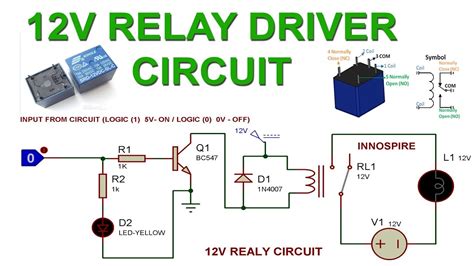 How To Make 12v Relay Driver Circuit Using Transistor Proteus