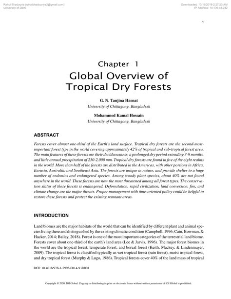Pdf Global Overview Of Tropical Dry Forests