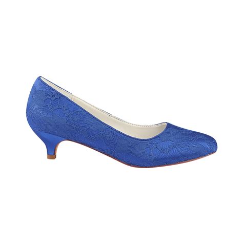 Royal Blue Lace Wedding Shoes Best Low Heels Evening Shoe L 921 Okdresses