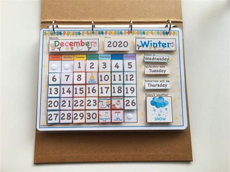 White Perpetual Calendar Kids Calendar Printable Classroom Etsy