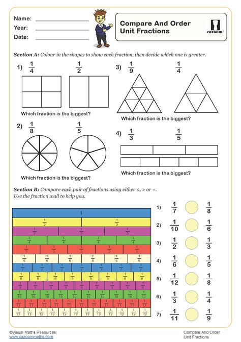 Compare And Order Unit Fractions Worksheet Fun And Engaging Year 3