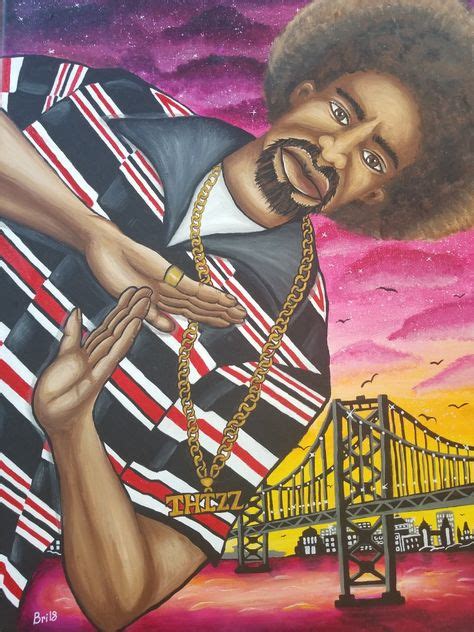 Artwork Of Mac Dre With Old School Thizz Hand Sign Bay Area Bridge