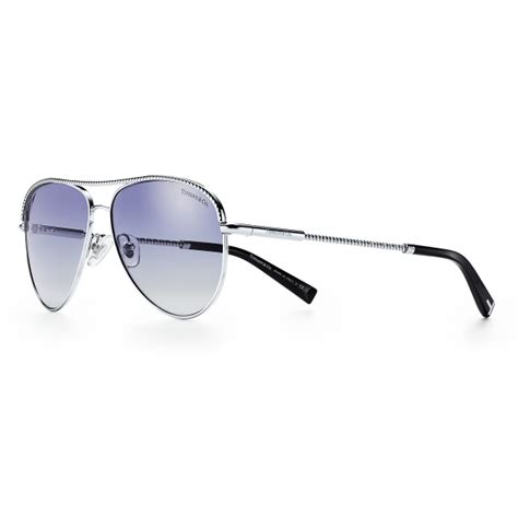 Tiffany And Co Pilot Sunglasses Silver Blue Tiffany Diamond Point Collection Tiffany And Co