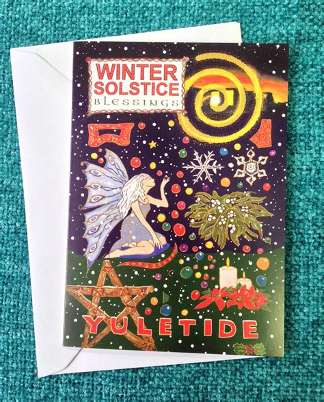Winter Solstice Yuletide Colourful Pagan Fairy Greeting Card Etsy