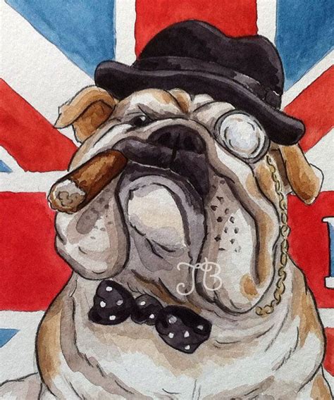 Original British Bulldog Watercolor Illustration By Jess Bircham T