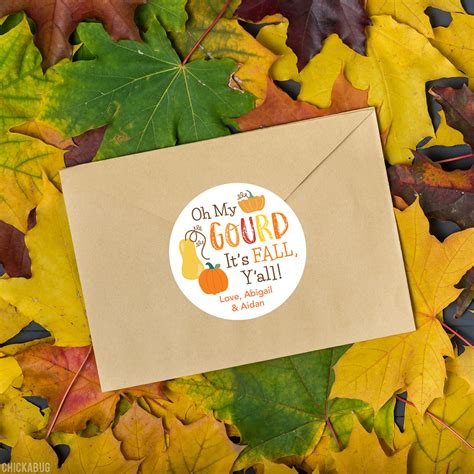 Personalized Oh My Gourd Fall Stickers Chickabug