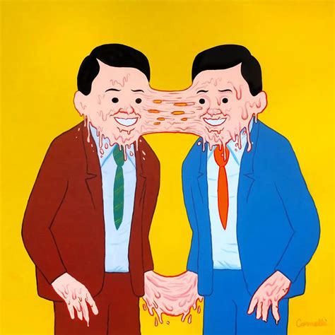Two Men Shaking Hands In Front Of A Yellow Background