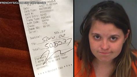 revenge tip new york woman arrested after leaving 5 000 tip at florida restaurant abc7 los