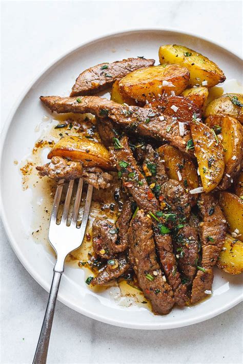 Red potatoes can actually be boiled with the skin still on. Garlic Butter Steak and Potatoes Skillet - Best Steak ...