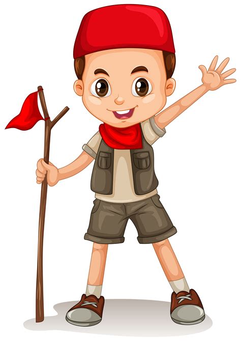Boy Holding Red Flag 303730 Vector Art At Vecteezy