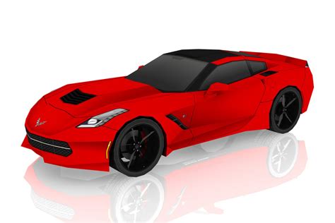Corvette Stingray Red Lava Diy Paper Toy Model By Visualspicer