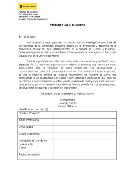 Cartas de invierno es un libro de agustín fernández paz publicado en 1995 por edicións xerais. Carta de Validación | Cuestionario | Psicología Educacional
