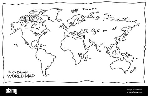 Mapa Del Mundo Dibujado A Mano No Es Exactamente Un Dibujo De Contorno