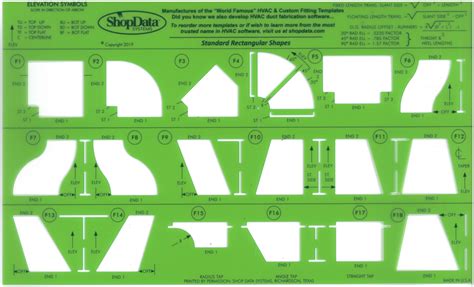 Hvac Duct Shape Templates Shopdata Systems Sheet Metal Stencils