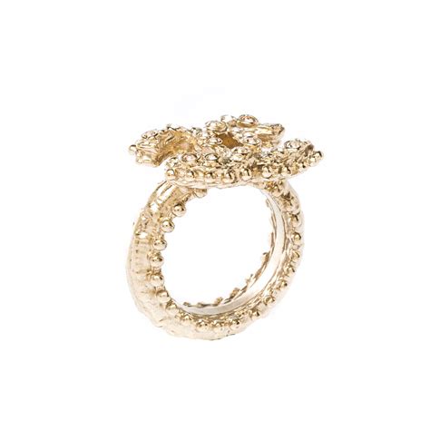 Chanel Cc Crystal Gold Tone Ring Size 55 Chanel Tlc