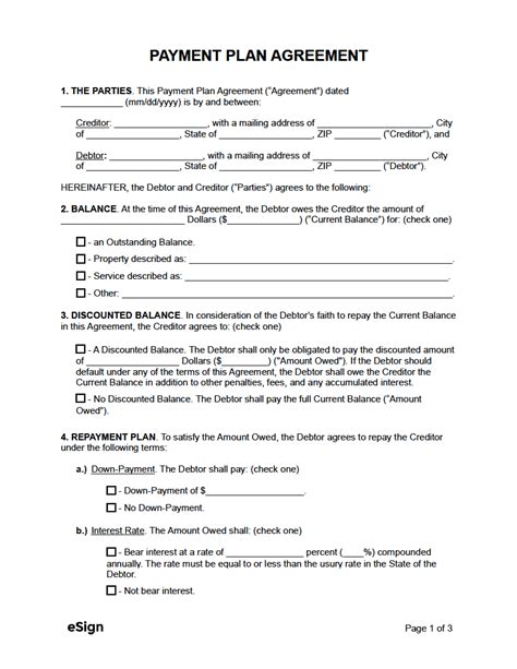 Free Payment Plan Agreement Template Pdf Word