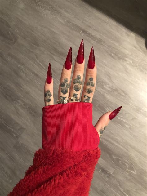 Red Jelly Nails Acrylic Nails Stiletto Stilletto Nails Halloween Nails