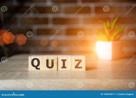 Quiz Sign Made Of Wood On A Wooden Table Stock Image Image Of