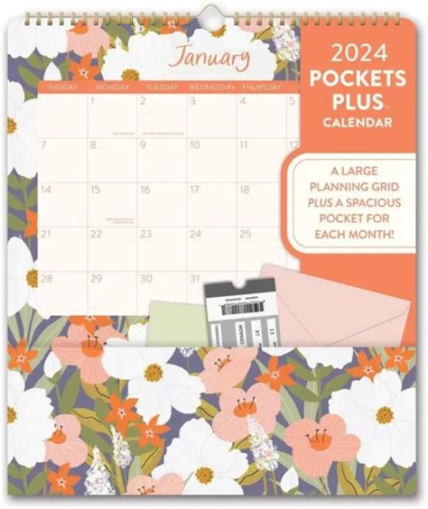 Orange Circle Studio Secret Garden Pockets Plus Wall Calendar 2024
