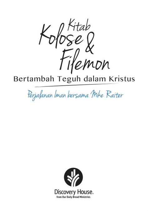 PDF Kolose Kitab Filemon 2016 4 18 1 12 5 Ucapan Syukur Dan