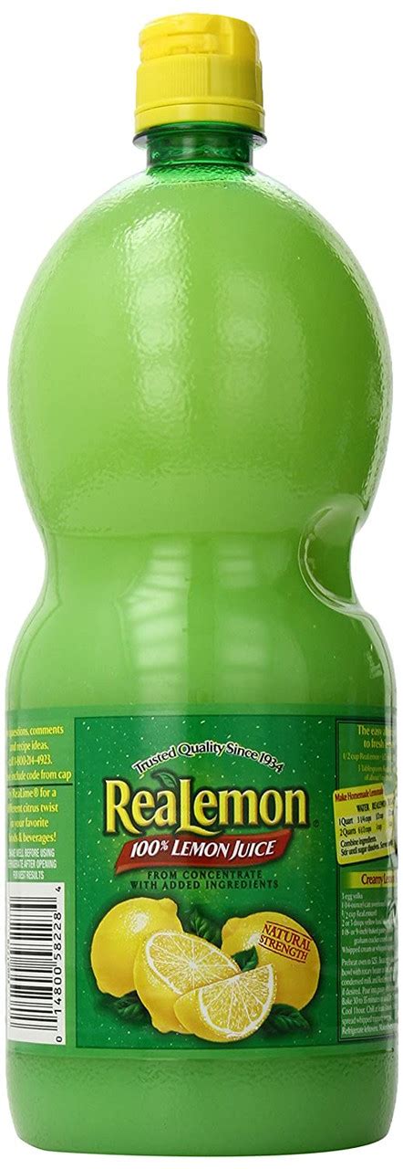 Realemon 100 Lemon Juice From Concentrate 48 Oz Bottle 2pack