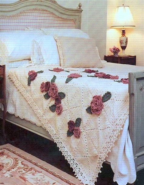 Vintage Crochet Pattern For Roses Afghan Throw Blanket Etsy