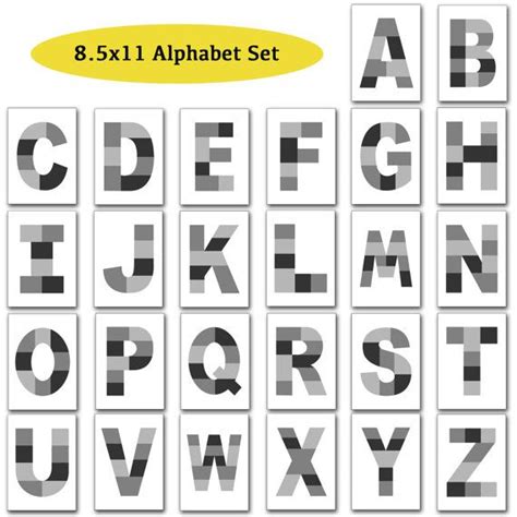 85x11 Photo Template Pack Alphabet Template Pack 26 Letters Etsy