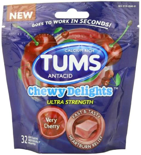 Tums Chewy Delights Ultra Strength Soft Chews Very Cherry 32 Ea Pack Of 3