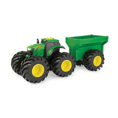 John Deere Monster Treads Lights And Sounds 8 Inch Tractor With Wagon Car